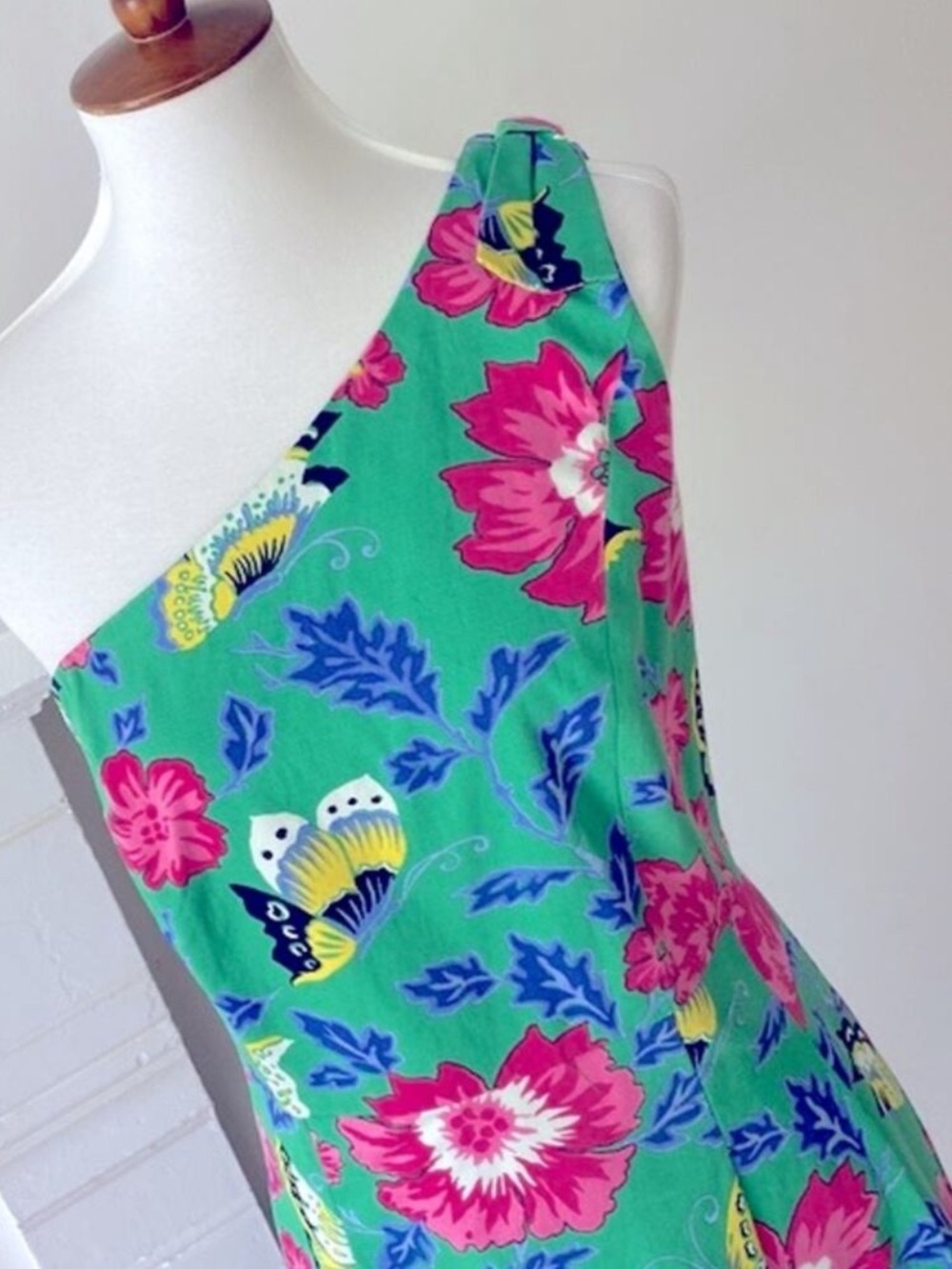 Talbots Dress 12 One Shoulder Large Retro Butterfly Semi Formal Cocktail Classic - Picture 6 of 15
